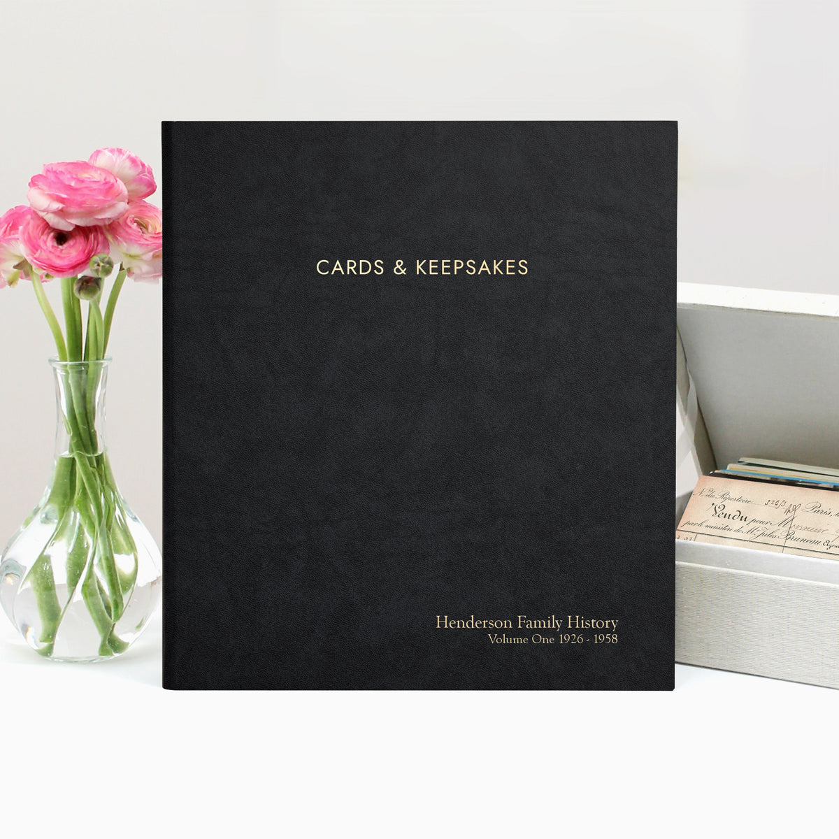 The Cards & Keepsakes Binder | Black Vegan Leather