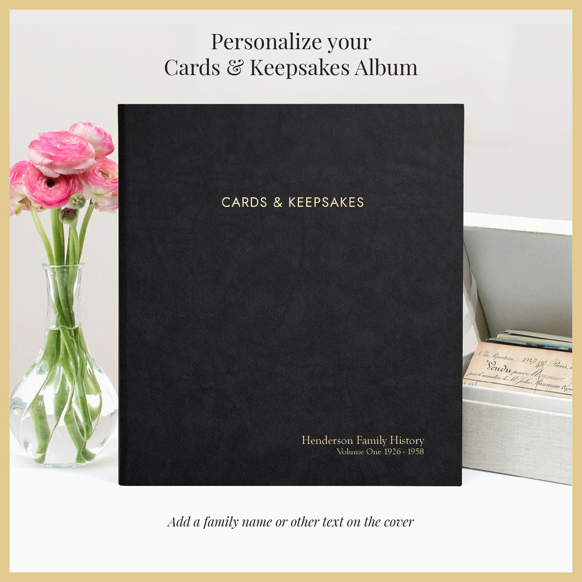 The Cards & Keepsakes Binder | Black Vegan Leather