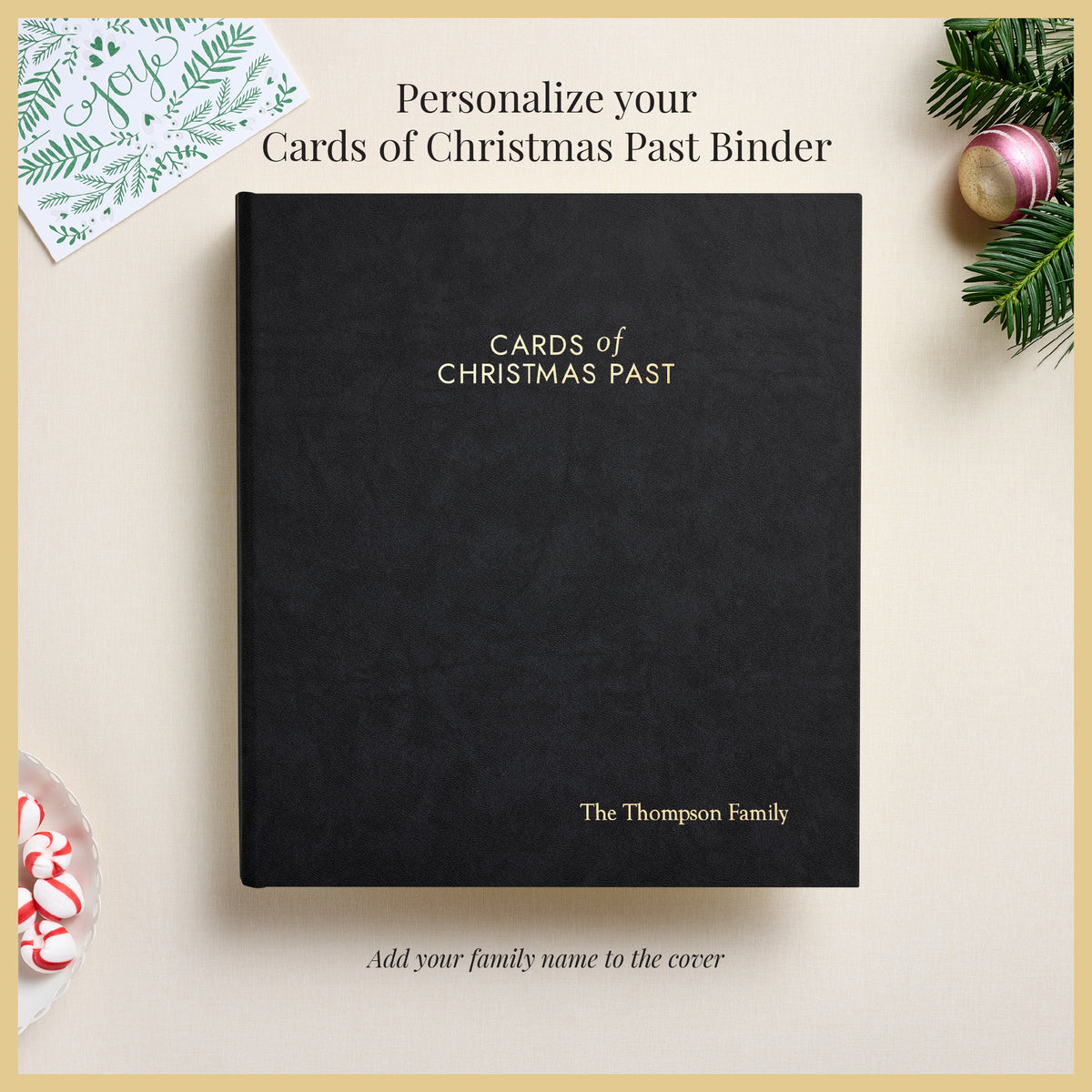The Cards of Christmas Past Album | Black Vegan Leather