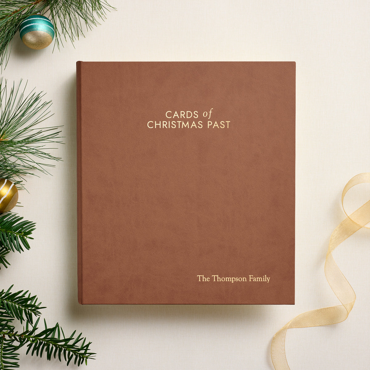 The Cards of Christmas Past Album | Brown Vegan Leather