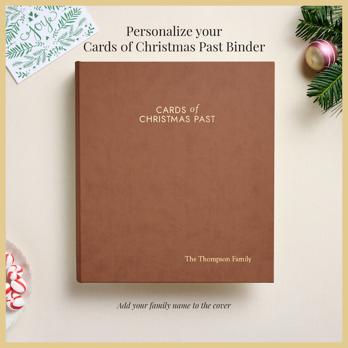 The Cards of Christmas Past Album | Brown Vegan Leather