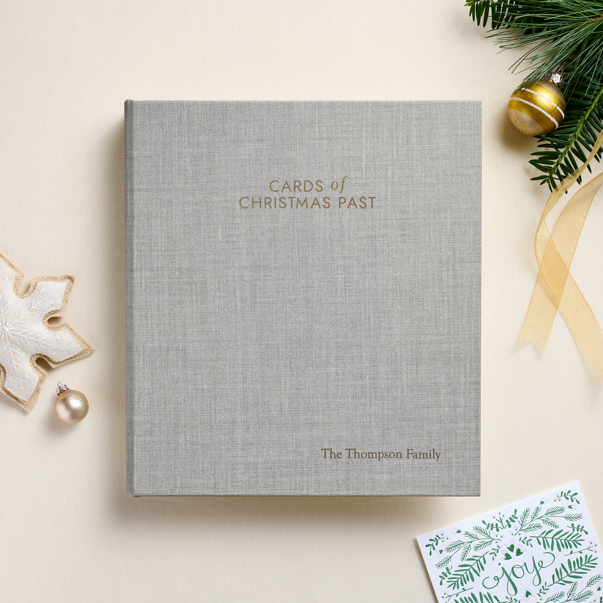 The Cards of Christmas Past Album | Light Gray Linen