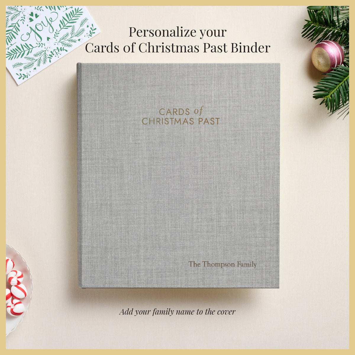 The Cards of Christmas Past Album | Light Gray Linen