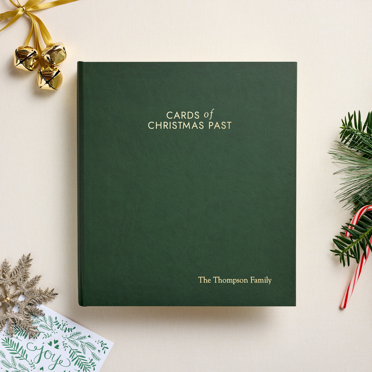 The Cards of Christmas Past Album | Pine Green Vegan Leather