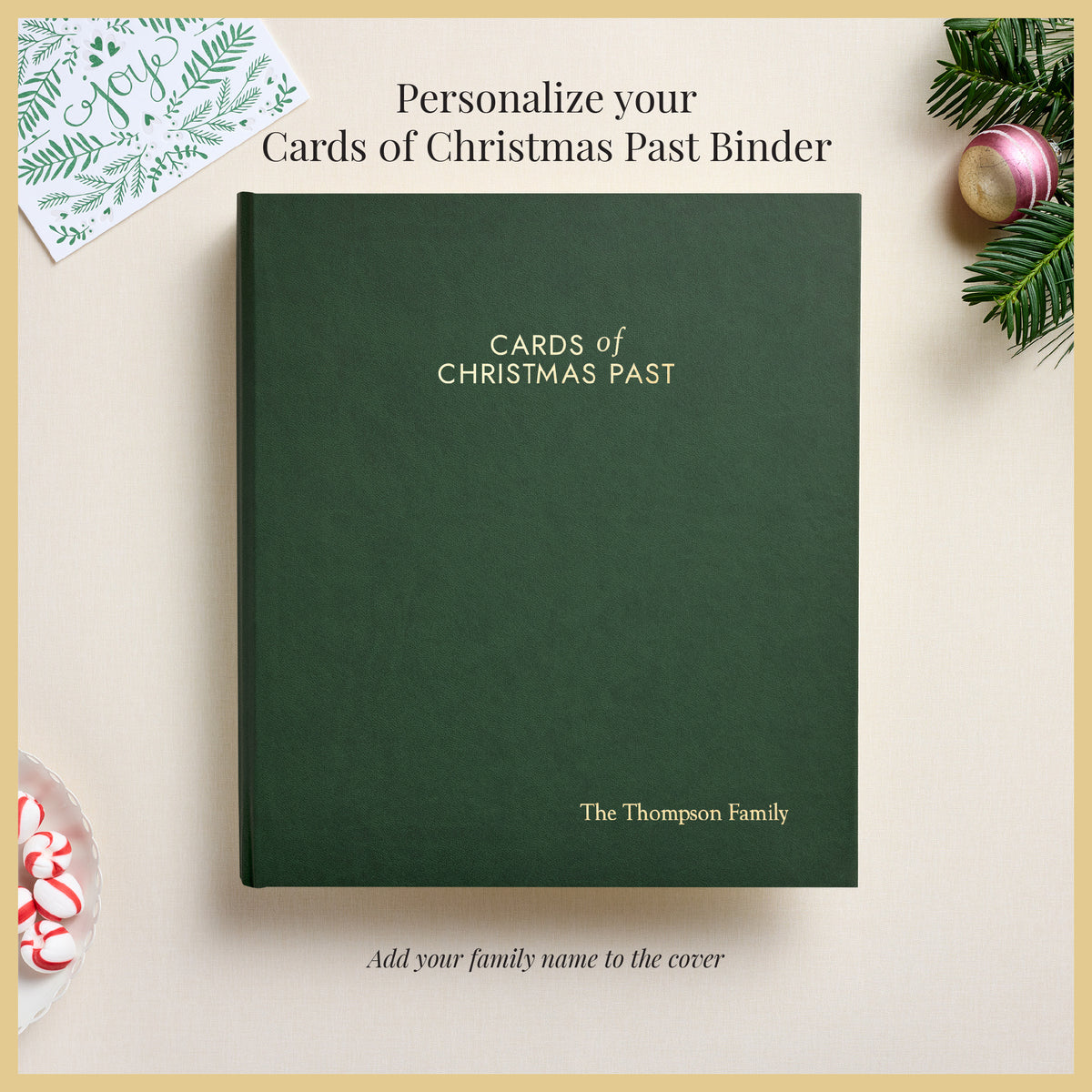 The Cards of Christmas Past Album | Pine Green Vegan Leather