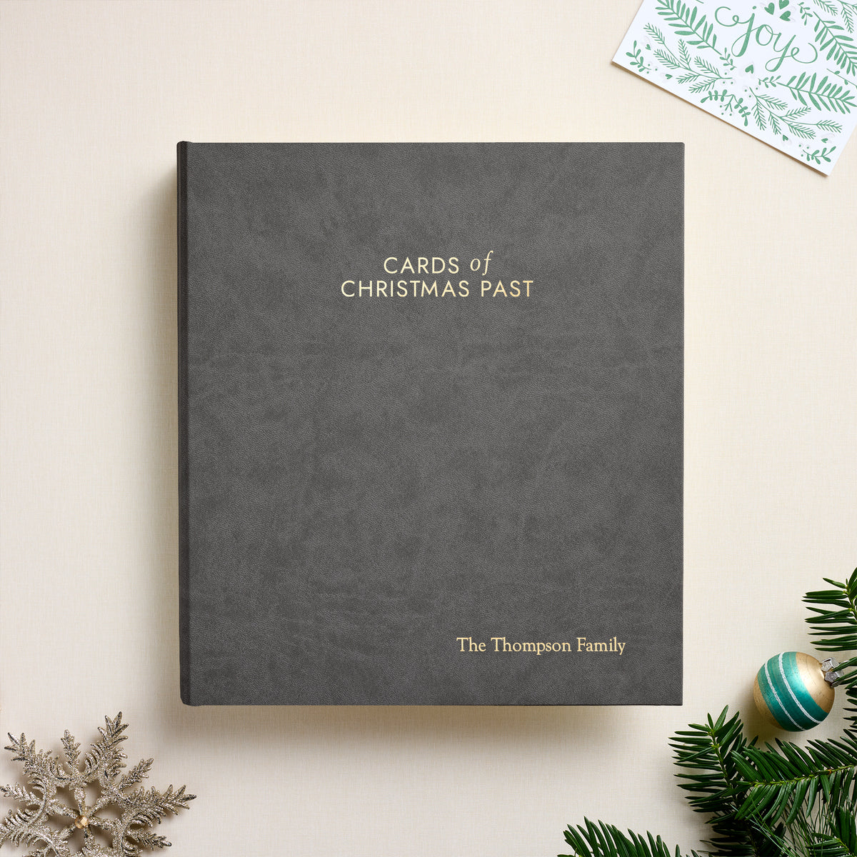The Cards of Christmas Past Album | Slate Gray Vegan Leather