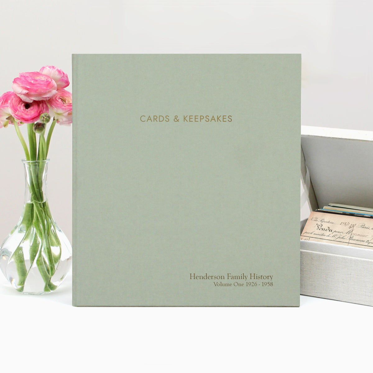 The Cards & Keepsakes Binder | Sage Green Cotton