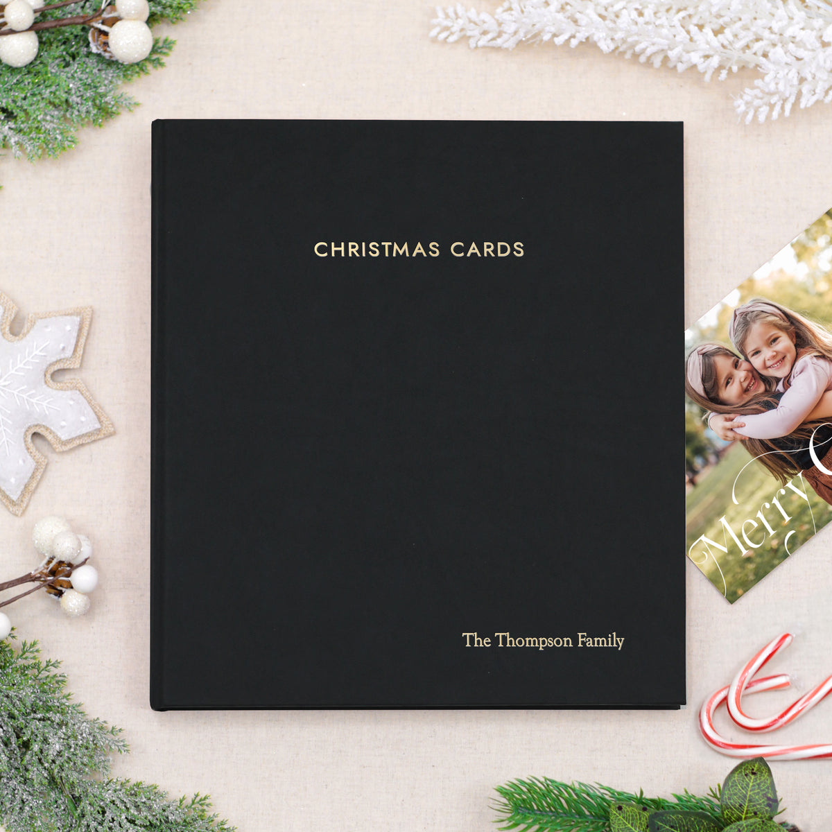Christmas Card Album | Cover: Black Vegan Leather | Available Personalized