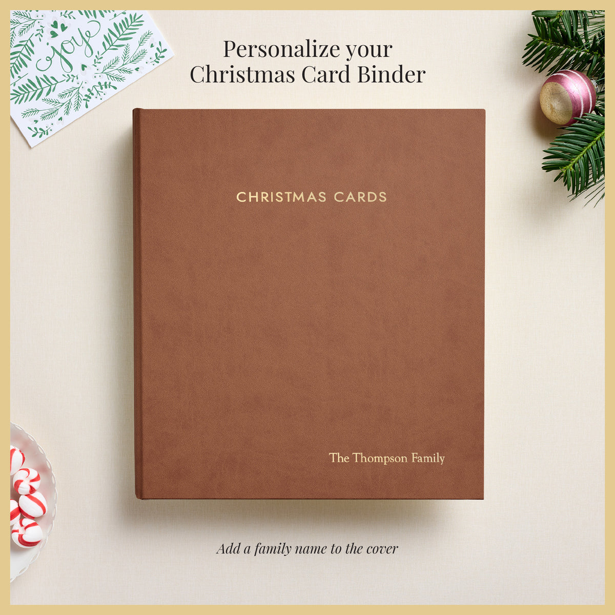 The Christmas Card Album | Light Brown Vegan Leather