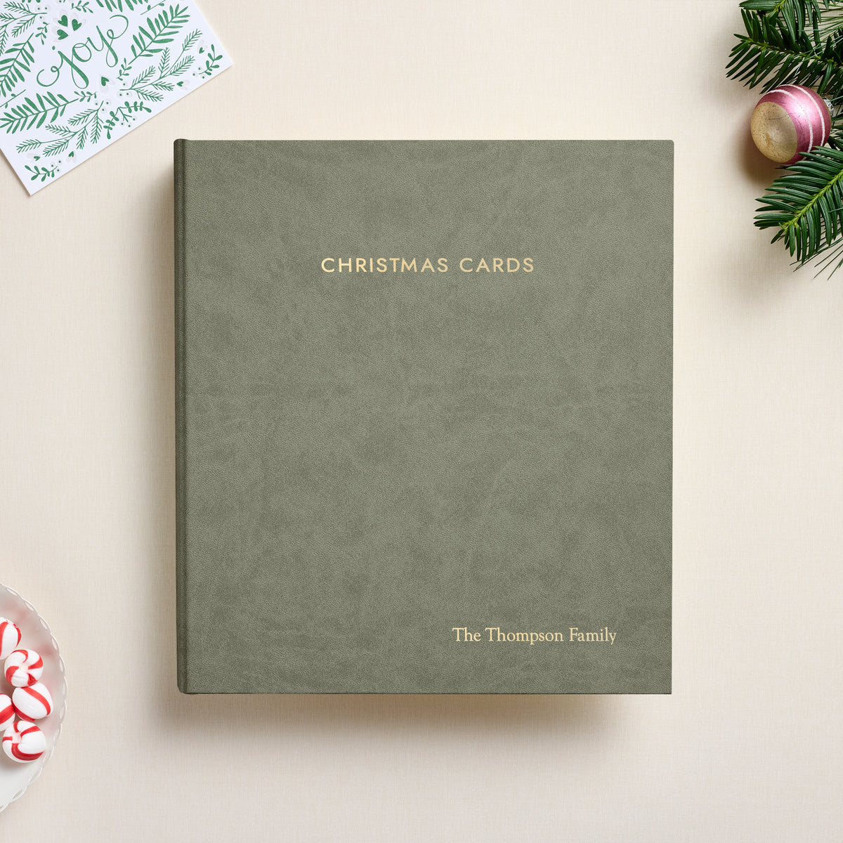 The Christmas Card Album | Moss Green Vegan Leather