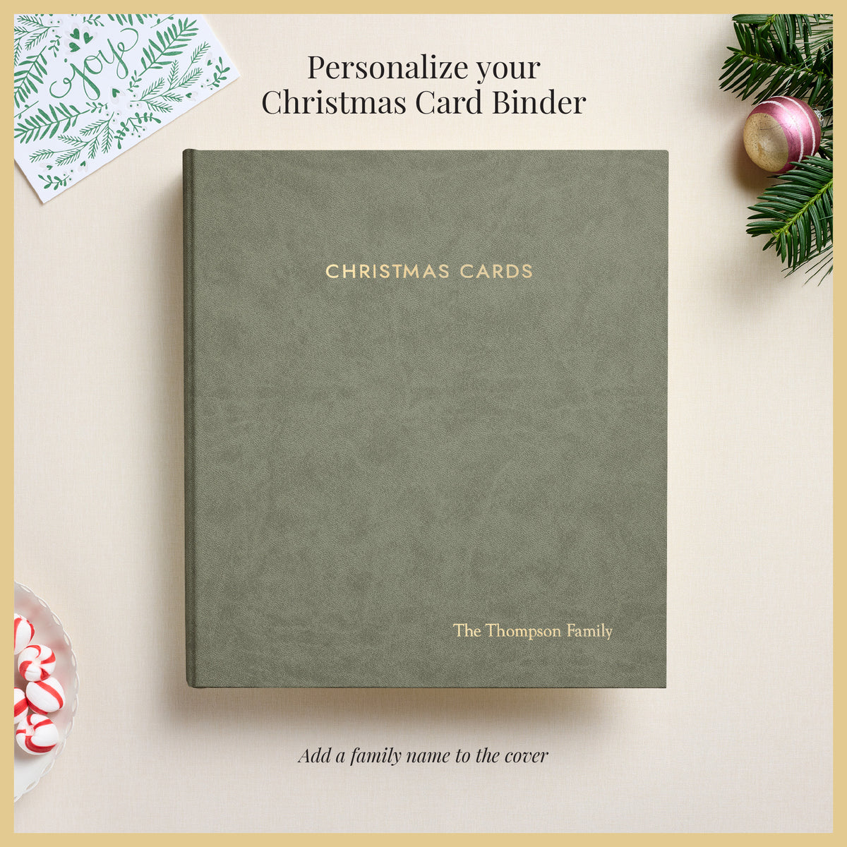 The Christmas Card Album | Moss Green Vegan Leather