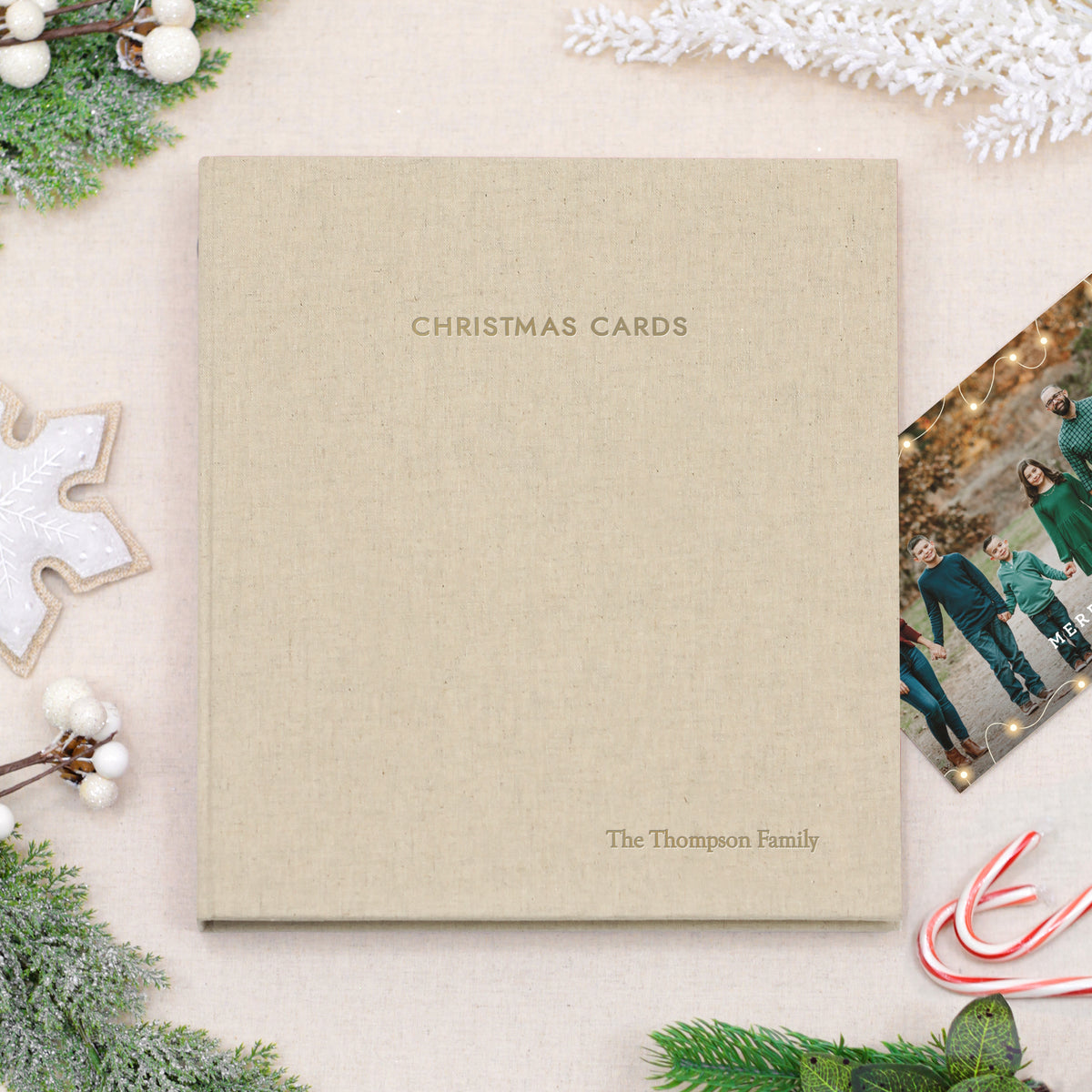 Christmas Card Album | Cover: Natural Linen | Available Personalized