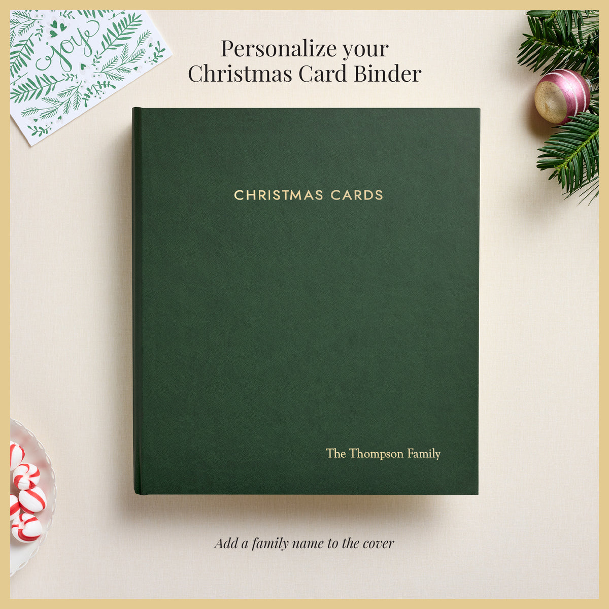 The Christmas Card Album | Pine Green Vegan Leather