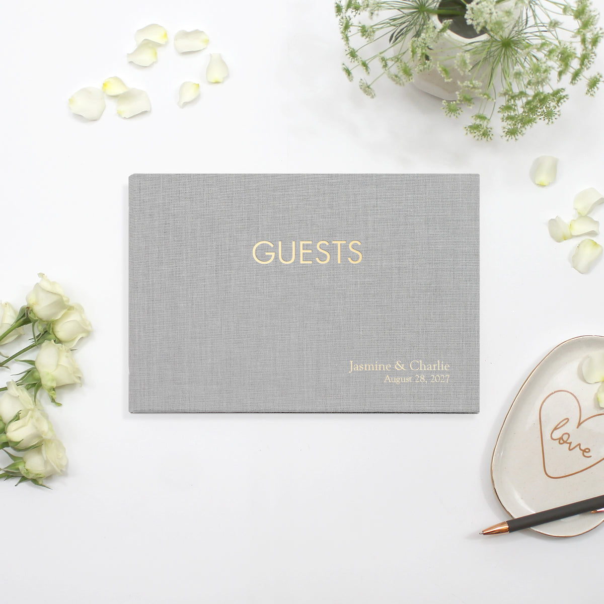 The Classic Guestbook | Light Gray Linen