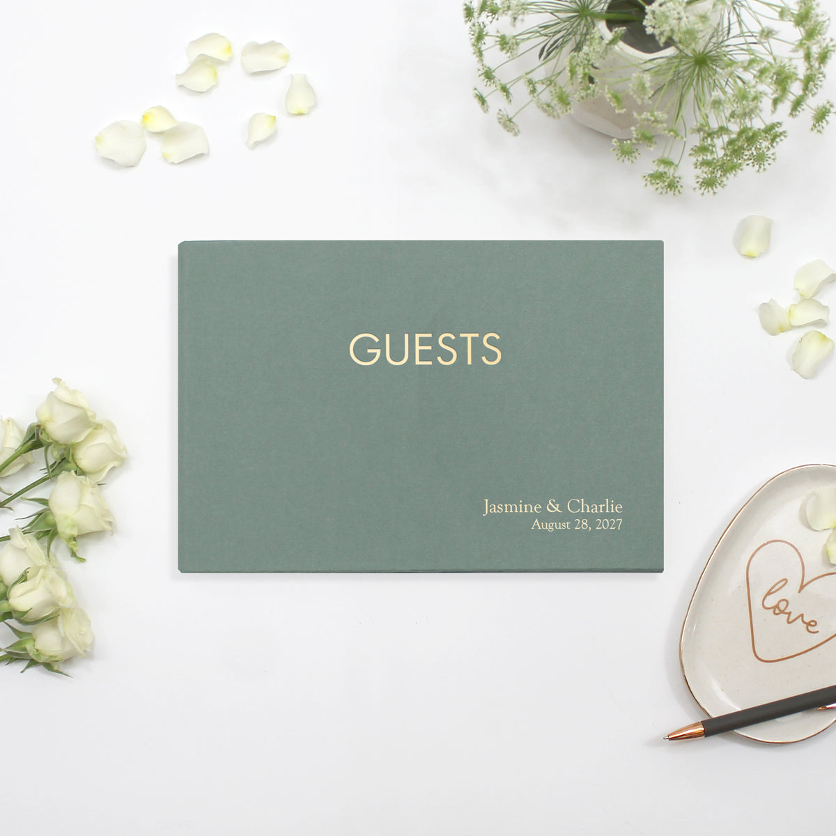 The Classic Guestbook | Jade Green Cotton