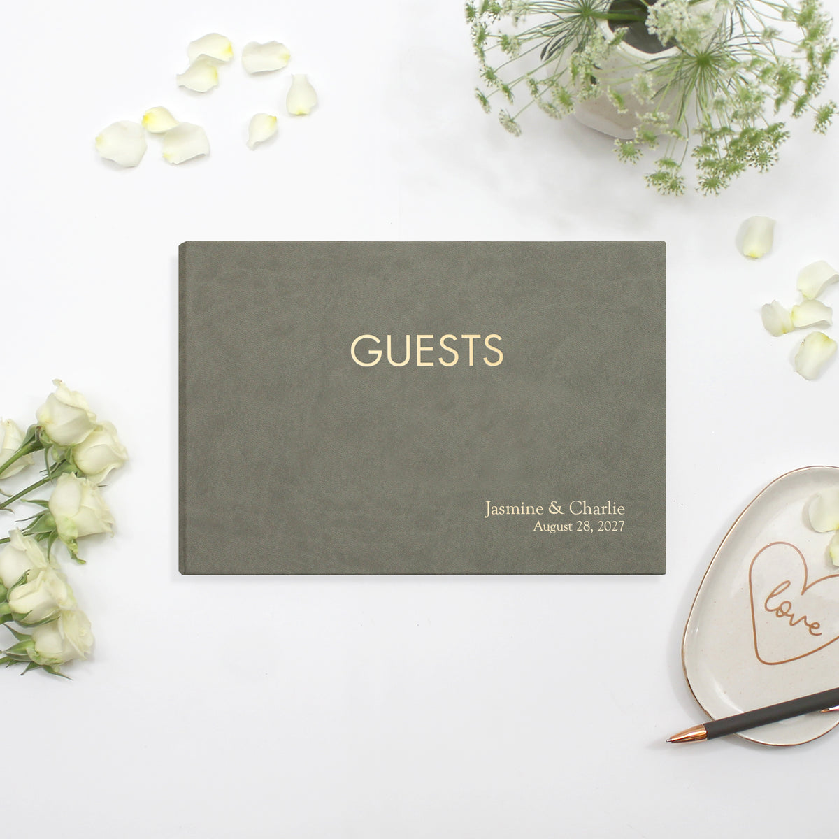 The Classic Guestbook | Moss Green Vegan Leather
