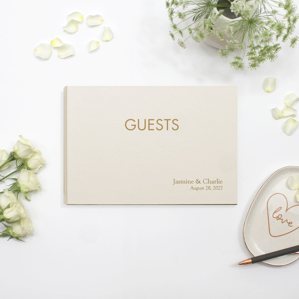The Classic Guestbook | Pearl White Vegan Leather