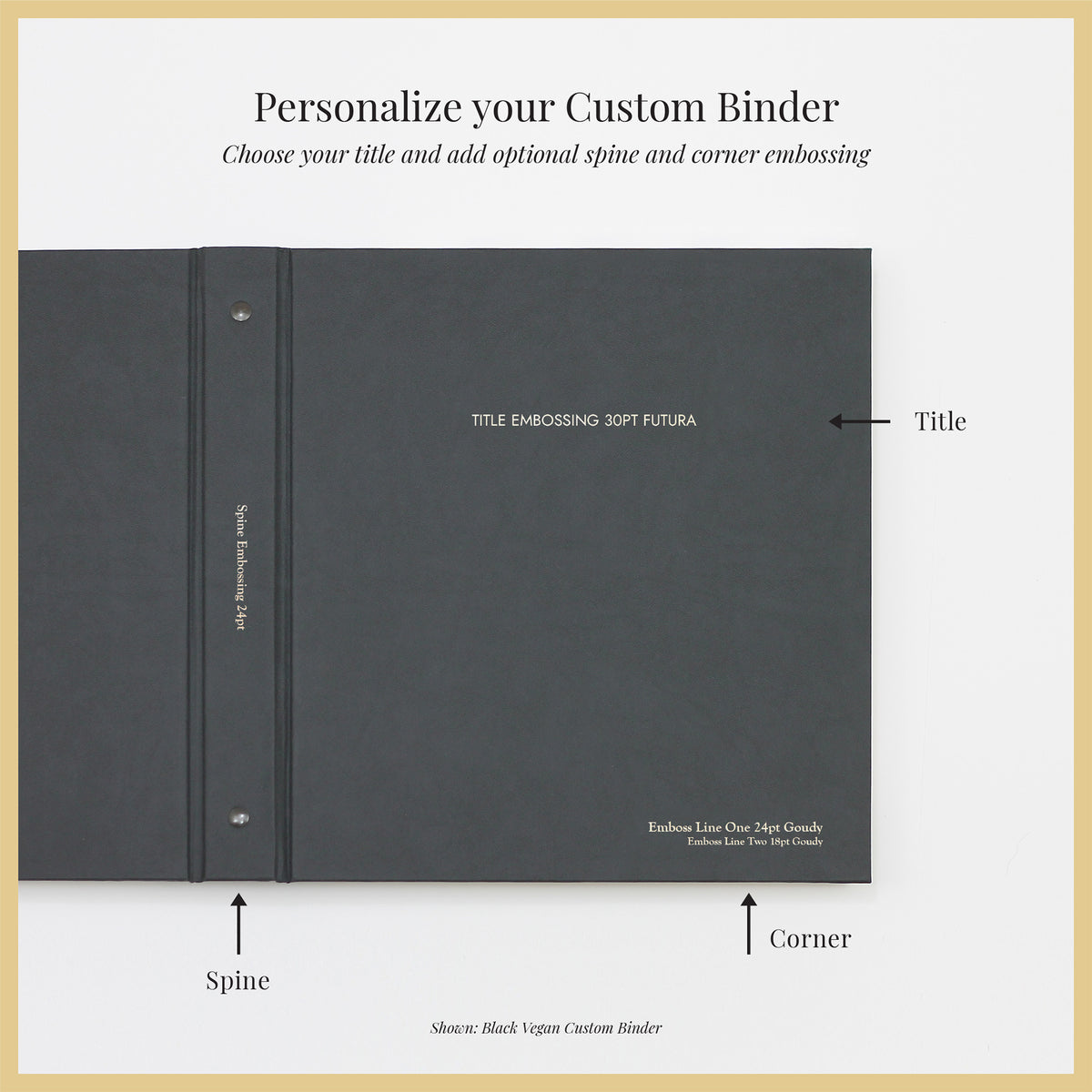 The Custom Binder | Black Vegan Leather