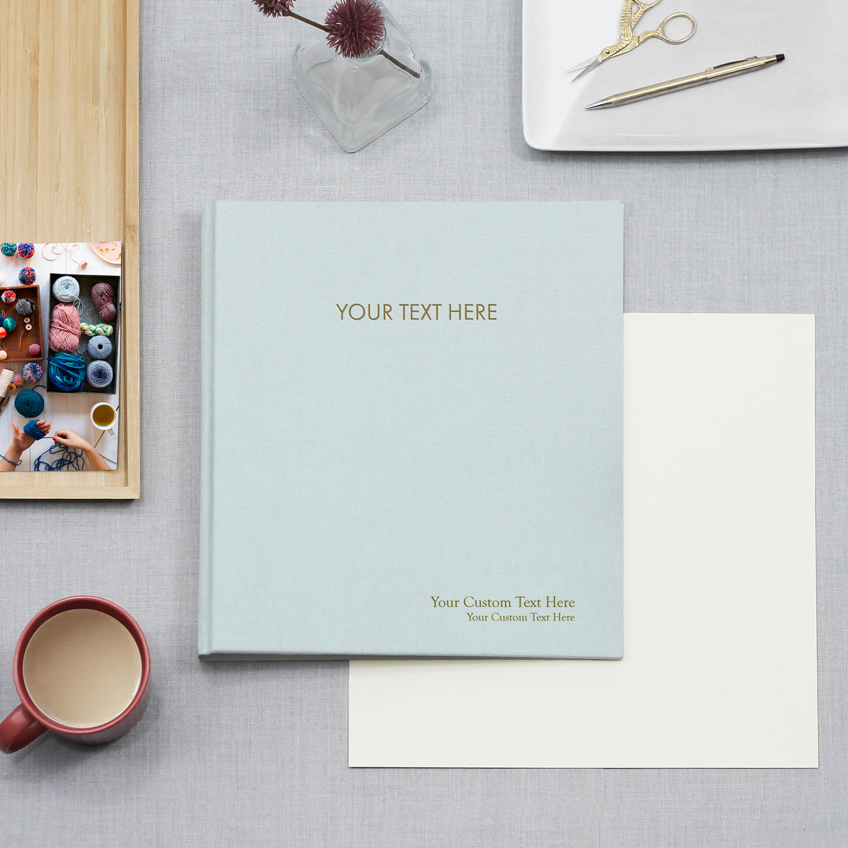 Custom Binder with Light Blue Cotton Cover