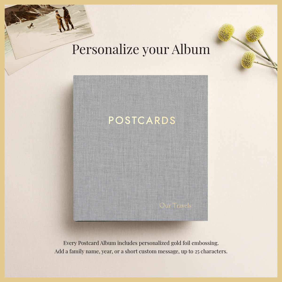 The Medium Postcard Album | Light Gray Linen