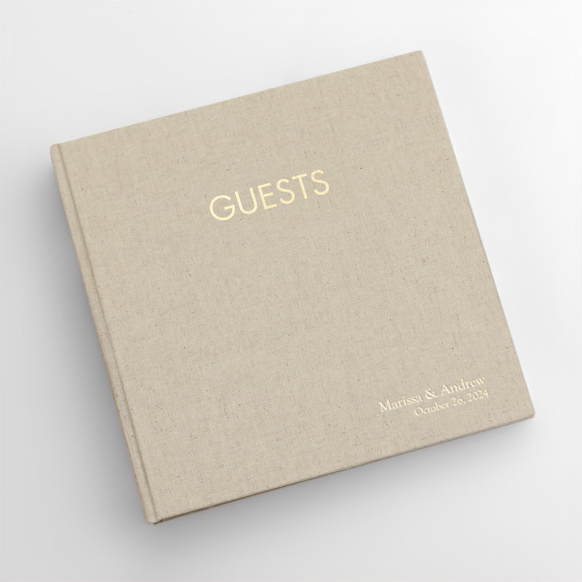 Event Guestbook Embossed with “Guests” | Cover: Natural Linen | Available Personalized