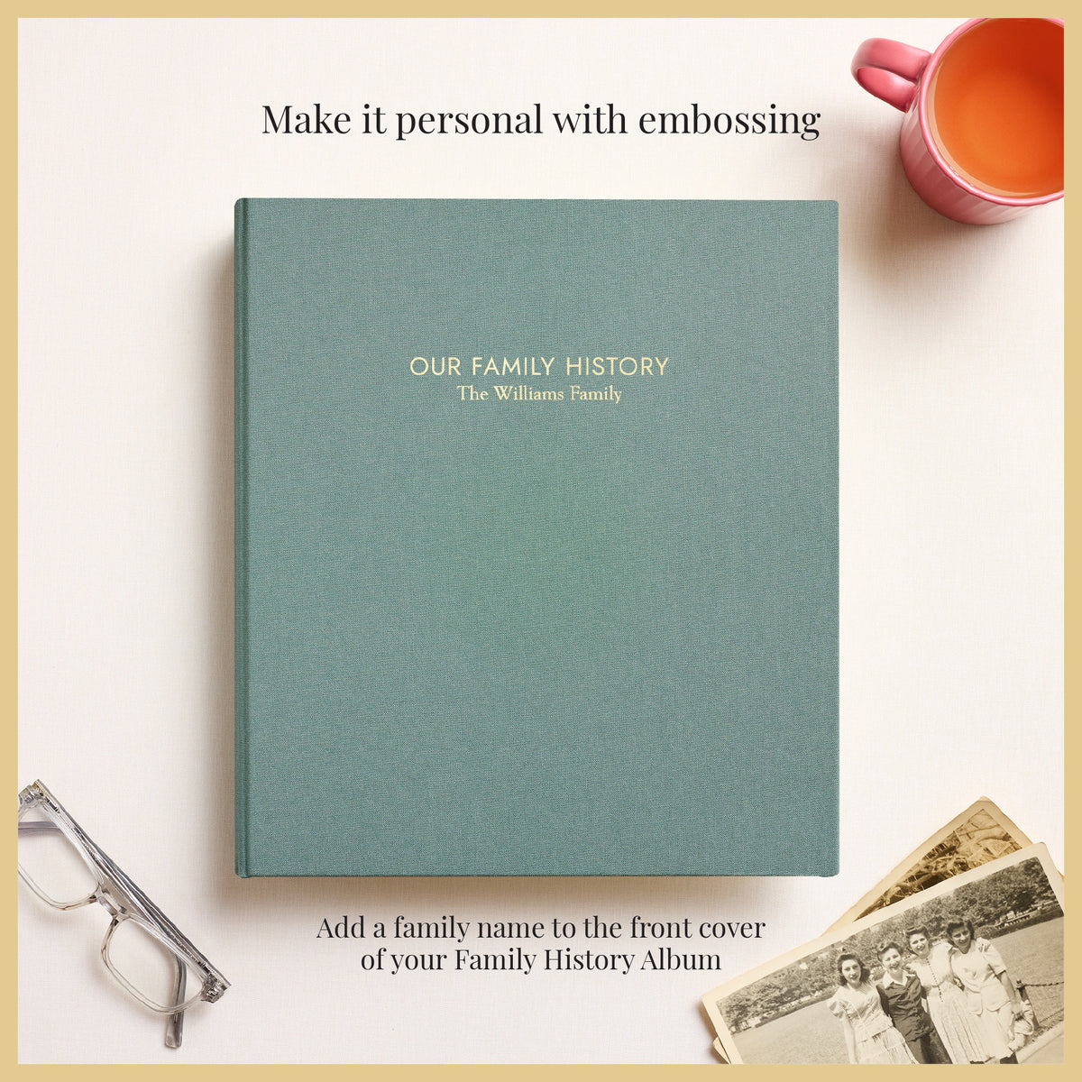 The Family History Album | Jade Green Cotton