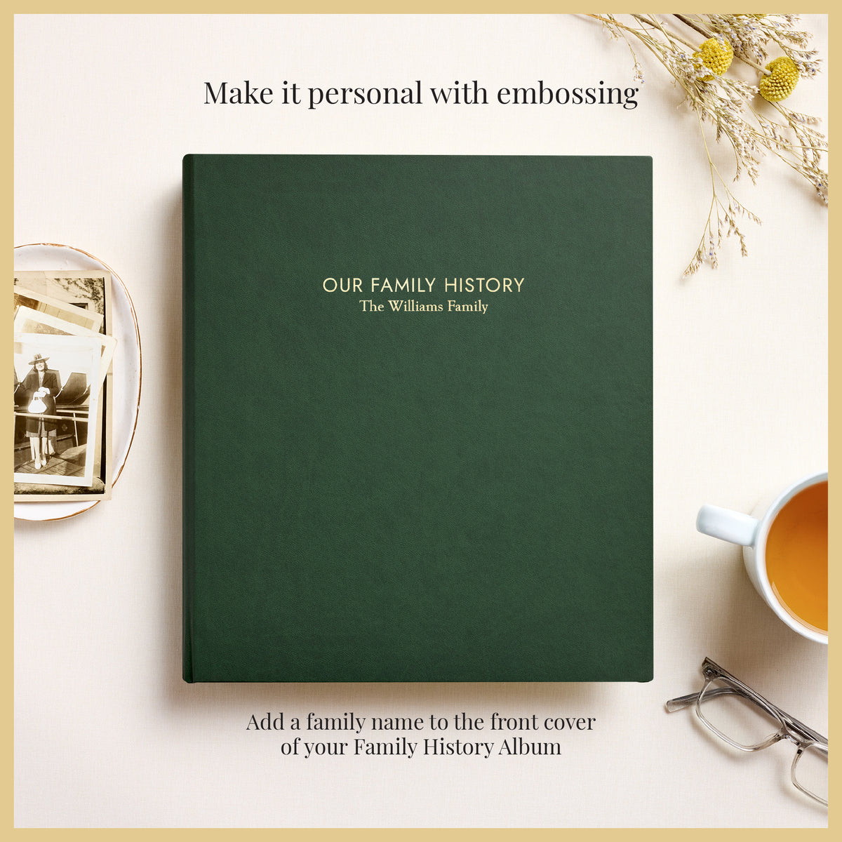 The Family History Album | Pine Green Vegan Leather