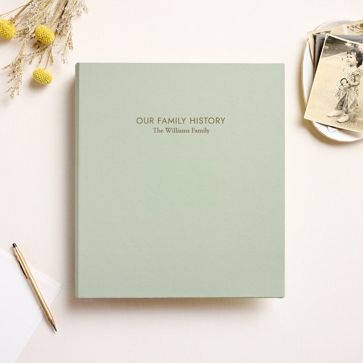 The Family History Album | Sage Green Cotton