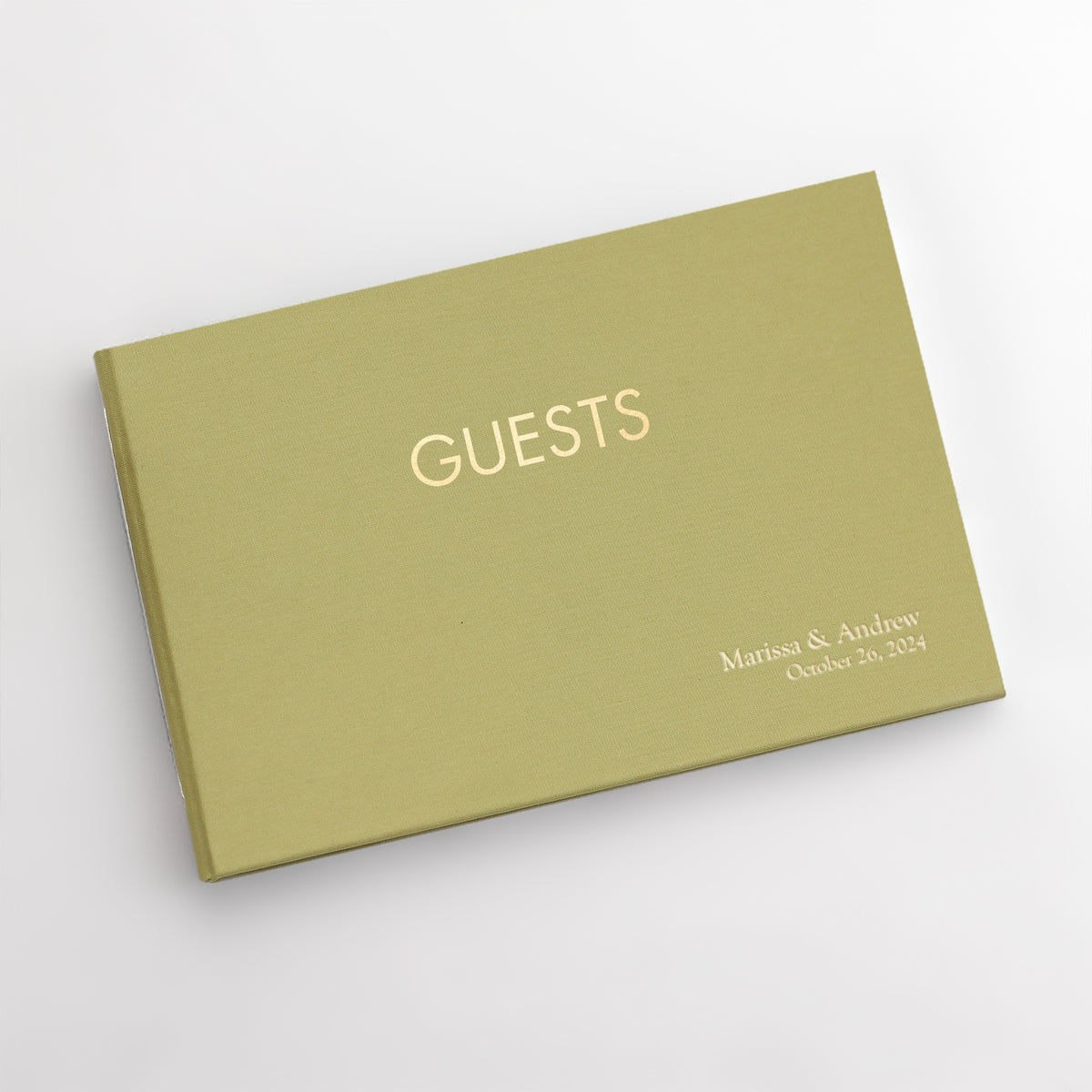 Guestbook Embossed with “Guests” | Cover: Celery Cotton | Available Personalized