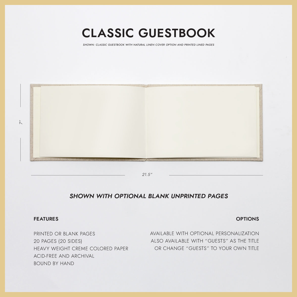 Classic Guestbook | Cover: Navy Blue Cotton | Available Personalized