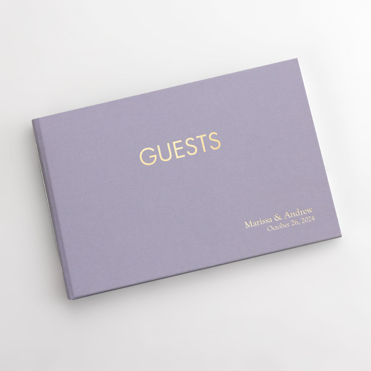 Guestbook Embossed with “Guests” | Cover: Lavender Cotton | Available Personalized