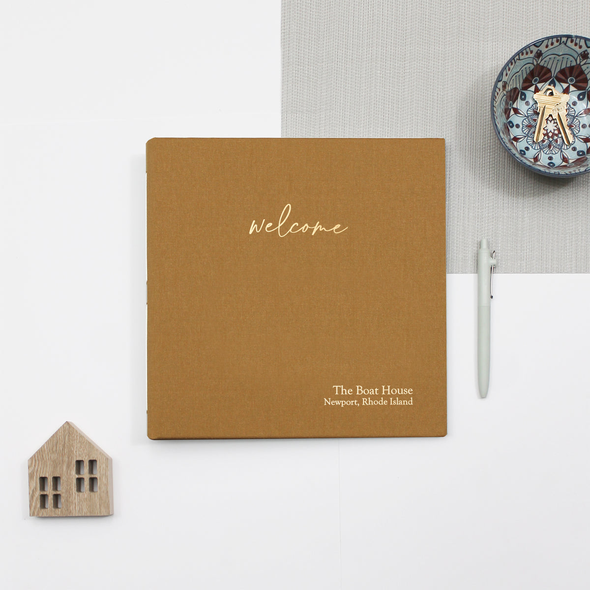 The Welcome Guestbook | Antique Gold Silk