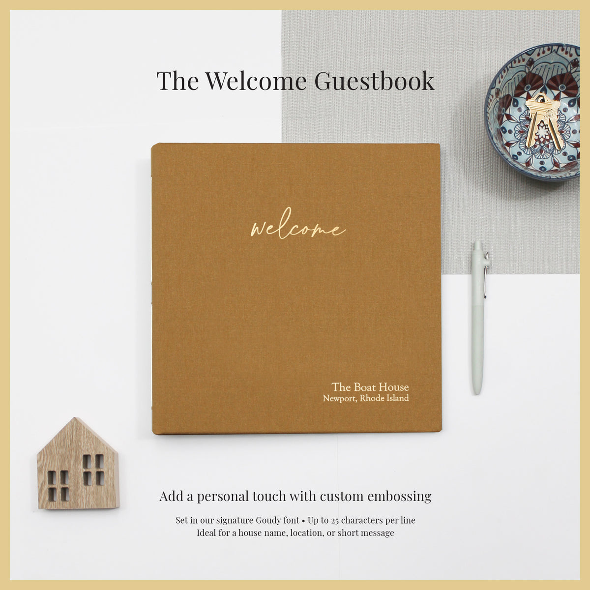The Welcome Guestbook | Antique Gold Silk