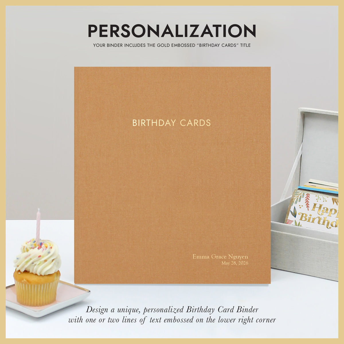 The Birthday Card Binder | Gold Silk
