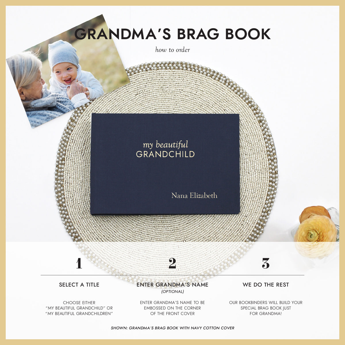 Grandma's Brag Book | My Beautiful Grandchild / Grandchildren | Ocean Blue Vegan Leather Cover