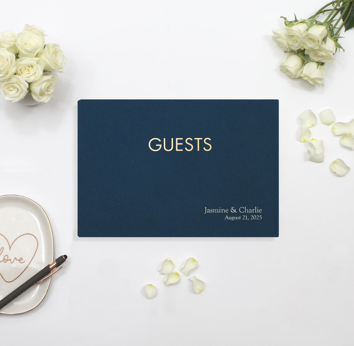 Classic Wedding Guestbook | Cover: Navy Blue Cotton | Available Personalized