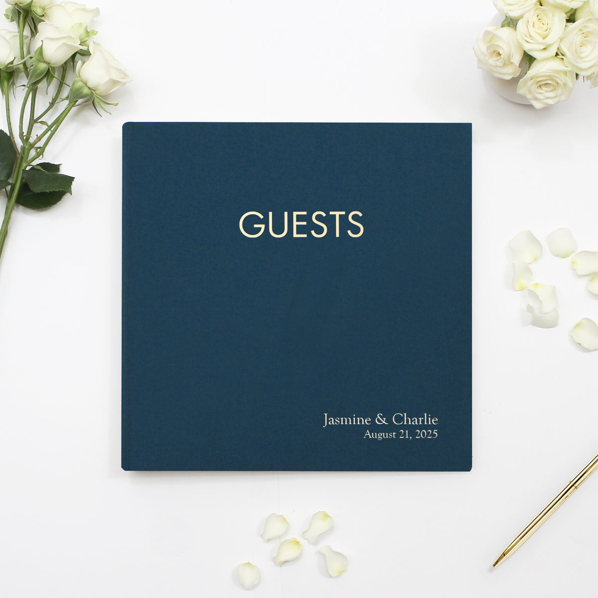 Deluxe Wedding Guestbook | Cover: Navy Blue Cotton | Available Personalized