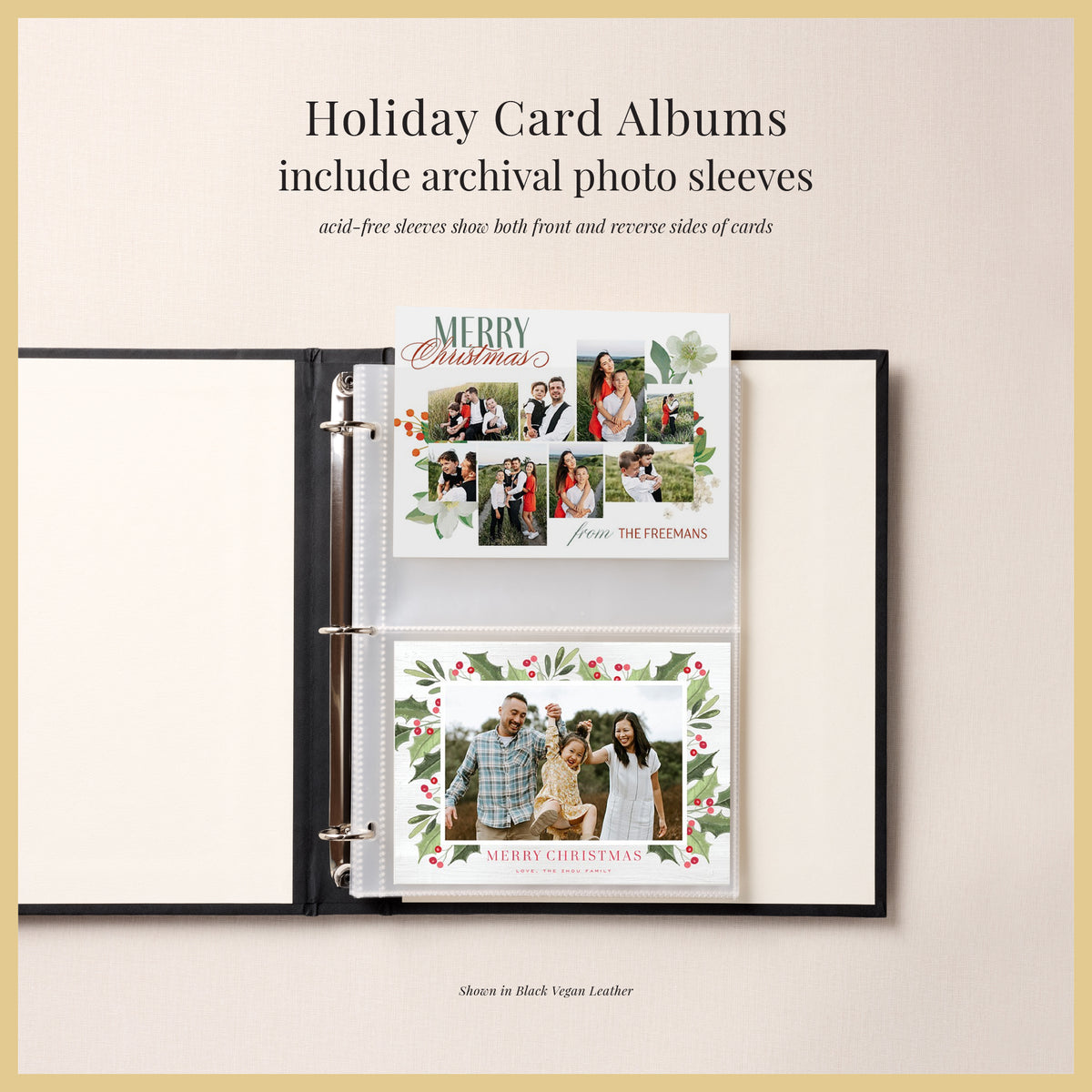 The Holiday Card Album | Pine Green Vegan Leather