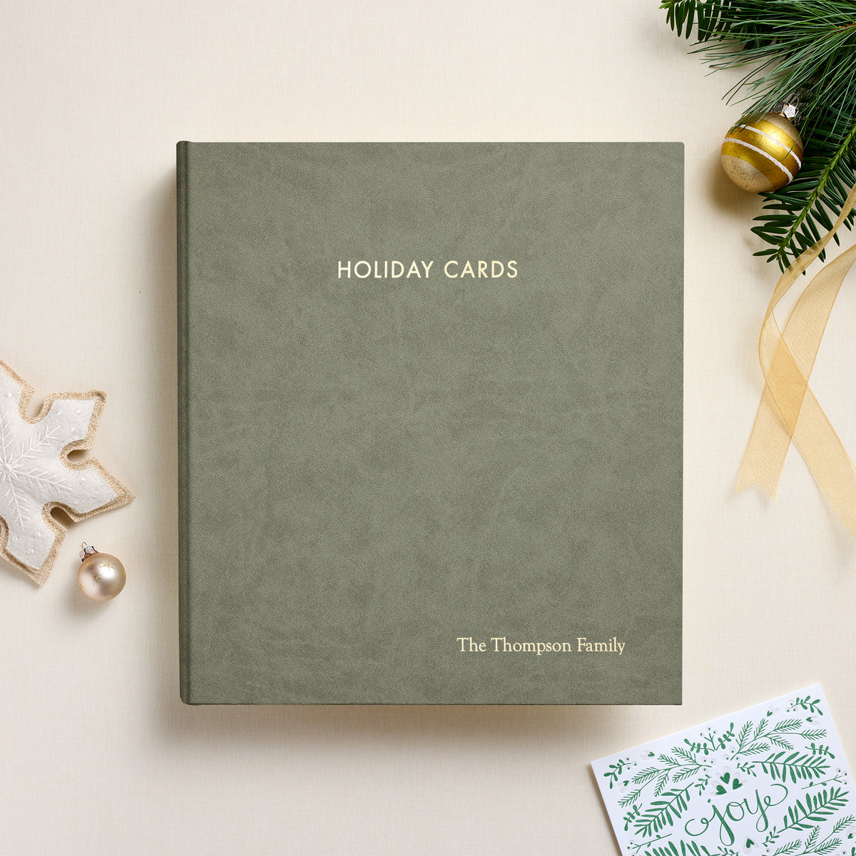 The Holiday Card Album | Moss Green Vegan Leather