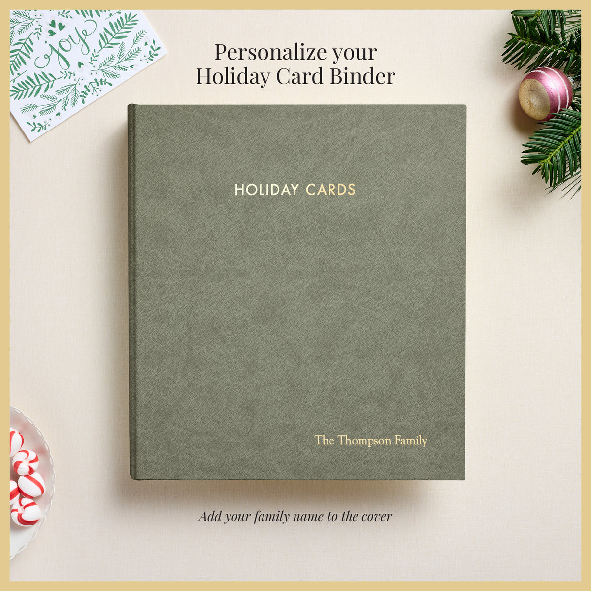 The Holiday Card Album | Moss Green Vegan Leather