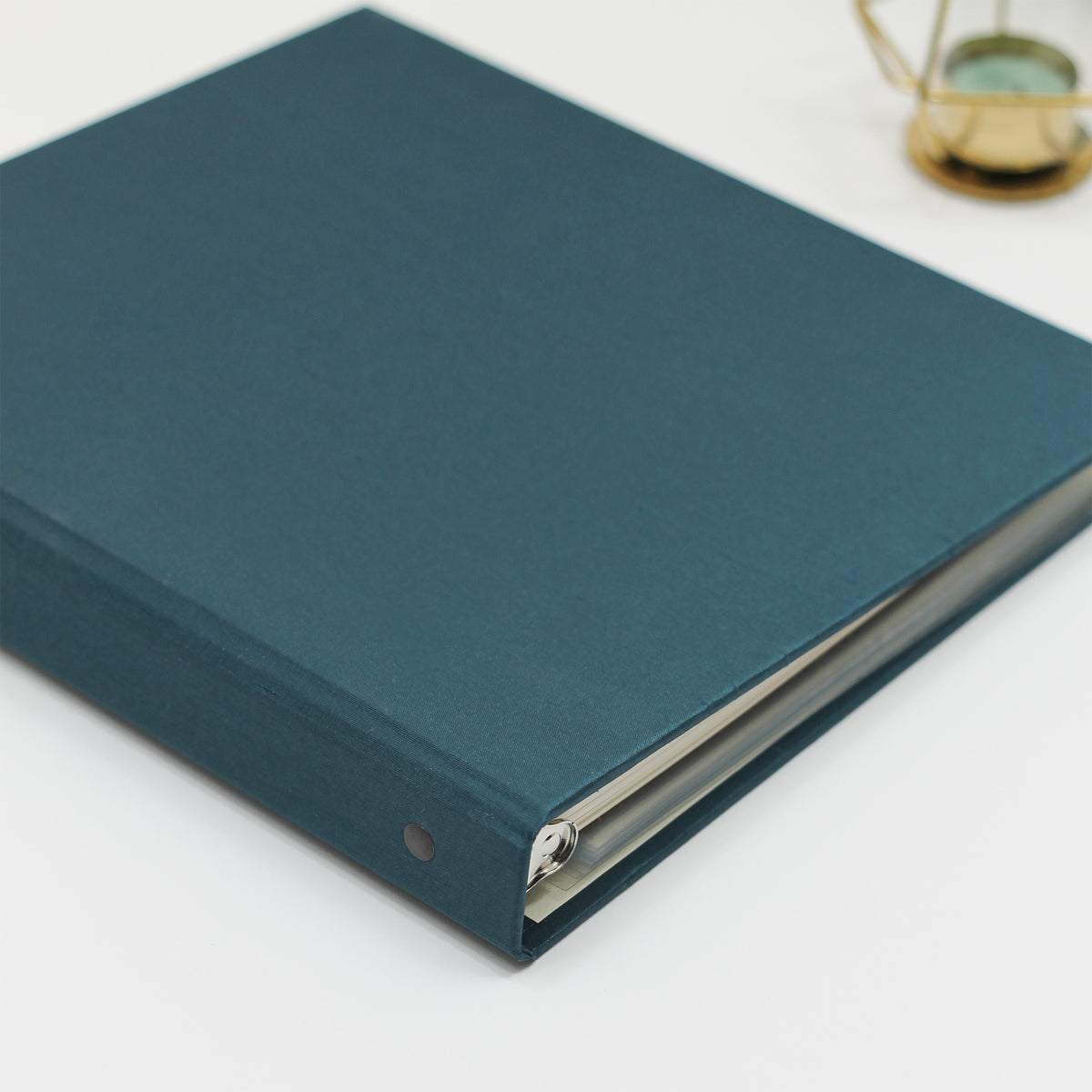 Holiday Card Album | Cover: Teal Blue Silk | Embossed with “Holiday Cards” | Available Personalized