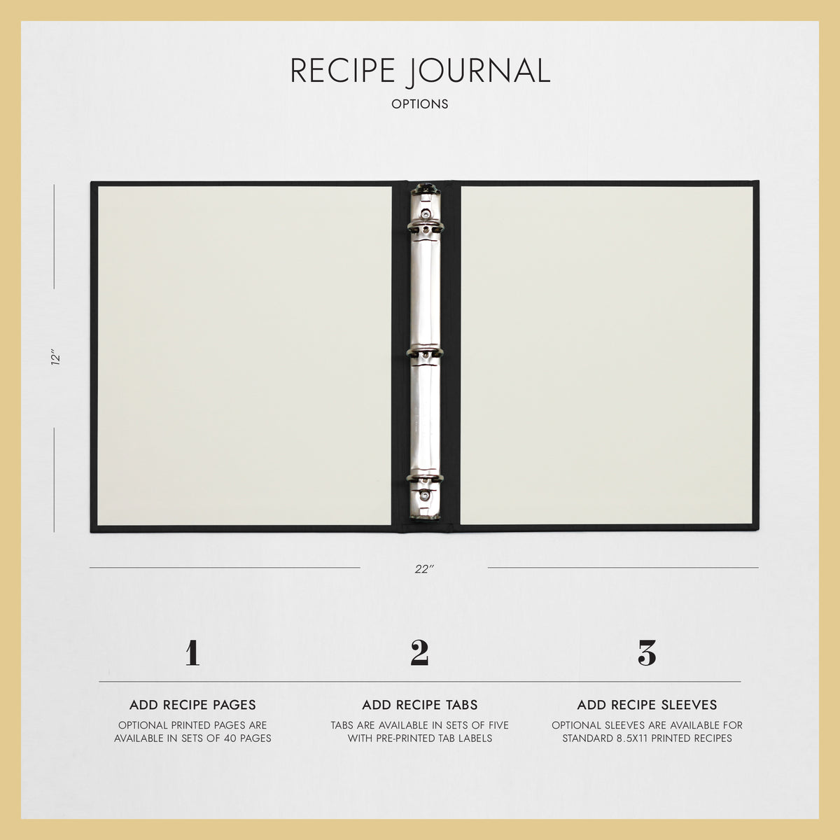 Recipe Journal Embossed with &quot;RECIPES&quot; covered with Natural Linen