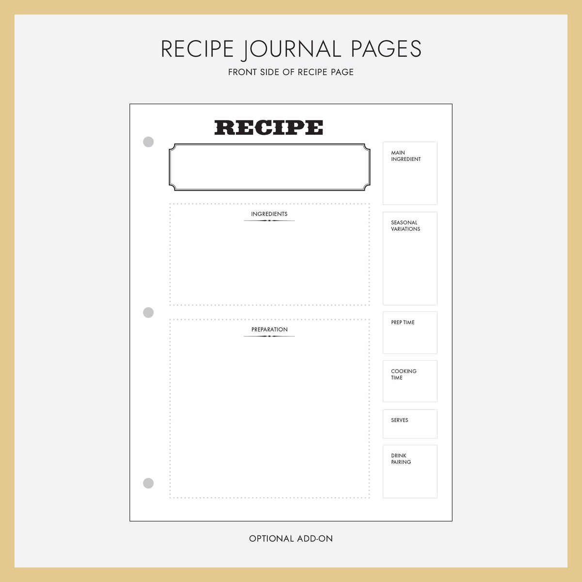 Recipe Journal Embossed with &quot;RECIPES&quot; covered with Pearl Leather