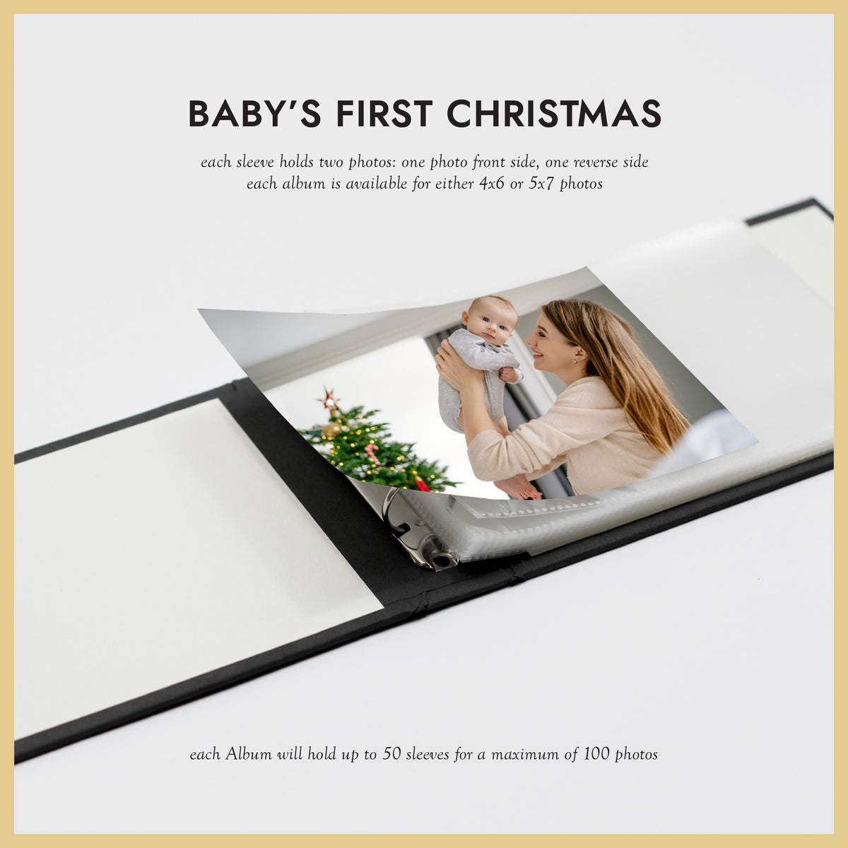 Baby's First Christmas Album | Cranberry Red Cotton Cover | for 4x6 or 5x7 Photos