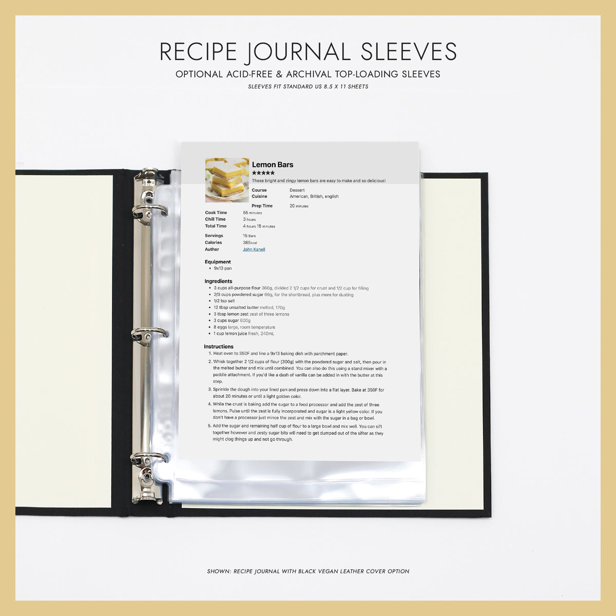 Recipe Journal Embossed with &quot;RECIPES&quot; covered with Celery Cotton