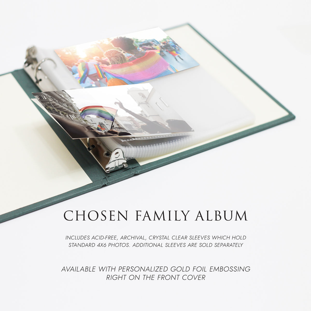 Chosen Family Album | Medium Photo Binder for 4 x 6 photos | with Jade Silk Cover