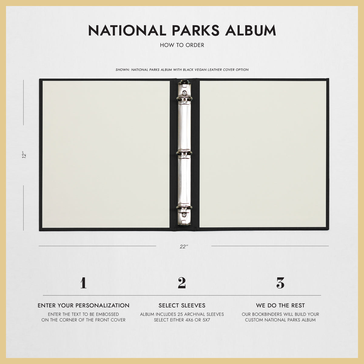 National Parks Album | Cover: Black Vegan Leather | Available Personalized