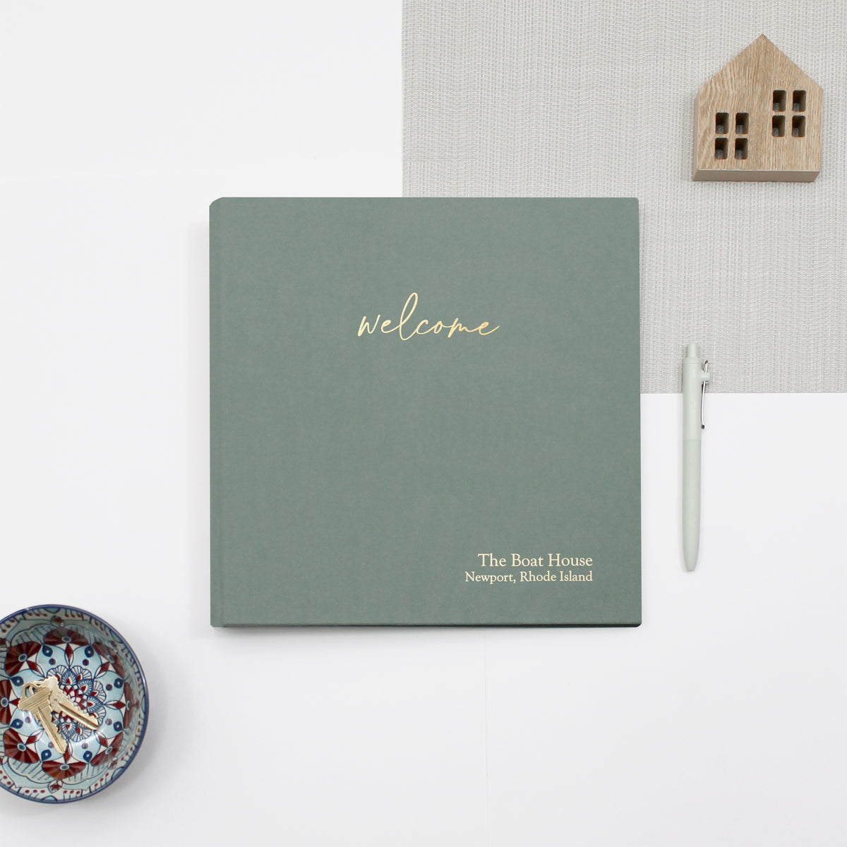 The Welcome Guestbook | Jade Green Cotton