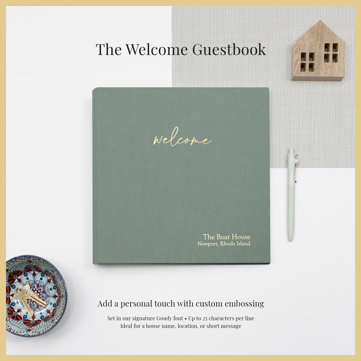 The Welcome Guestbook | Jade Green Cotton