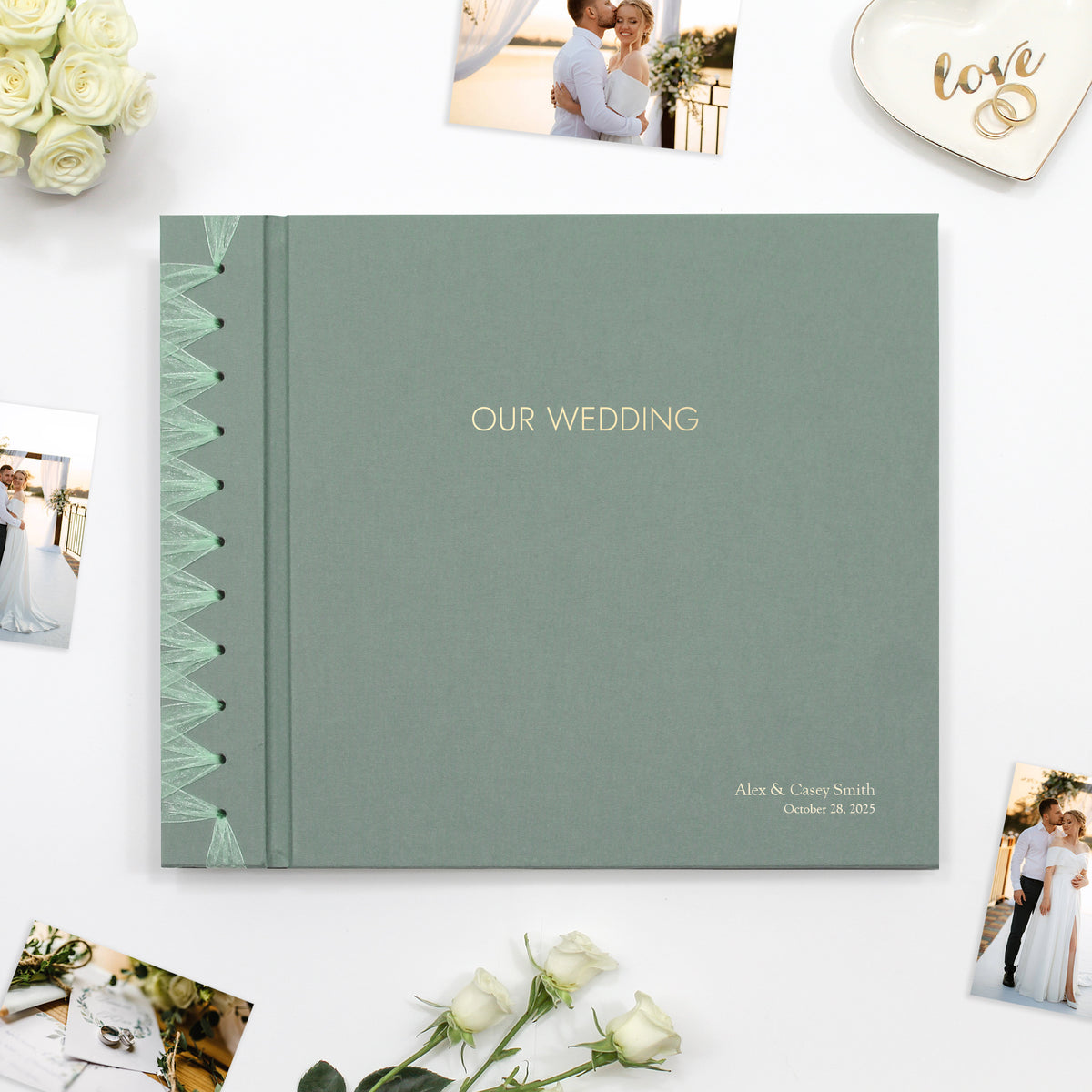 Wedding Album [12.5 x 14.75] Cover: Jade Green Cotton | Available Personalized